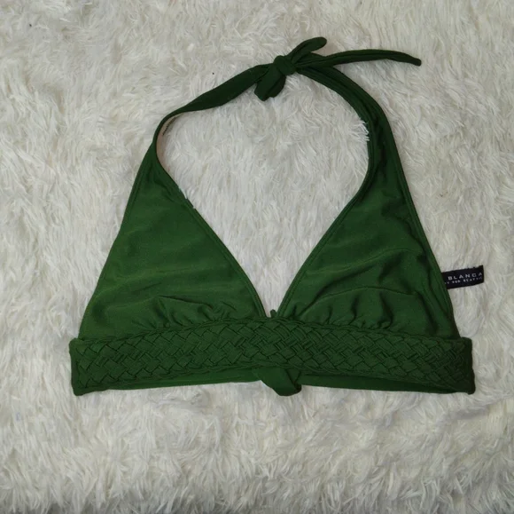 La Blanca Woven Braided Halter Green Swimwear Set - Picture 2 of 11
